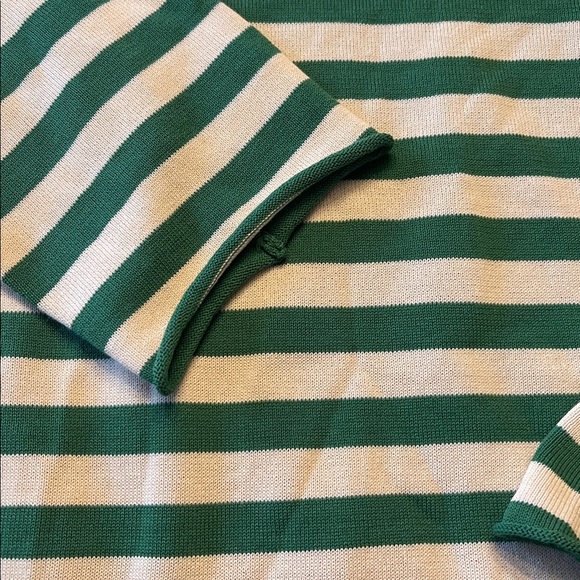 THE GREAT. Green Sailor Stripe Boatneck Top - Picture 6 of 6